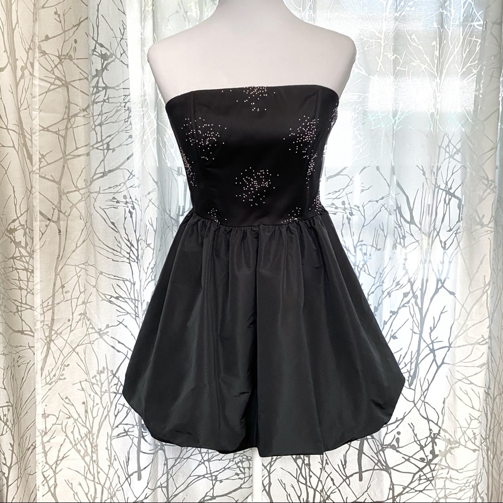 RAMY brook Liana black silver sparkle strapless corset bubble hem mini dress - Picture 5 of 14
